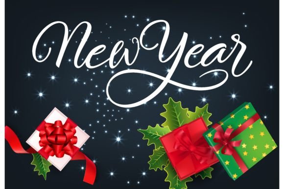 Download New Year Festive Card Design. Gifts, Red - Festive card Collection
