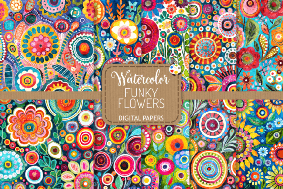 Download Funky Flowers Set 7 - Watercolor Florals - Funky flowers Collection