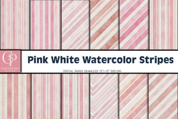 Download Pink White Watercolor Stripe Background - White watercolor Collection